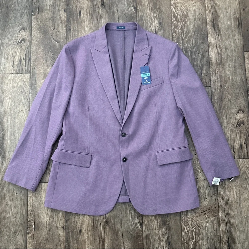 Stafford Classic Fit 54% Wool Blend Blazer Men’s Size 48 Reg Purple